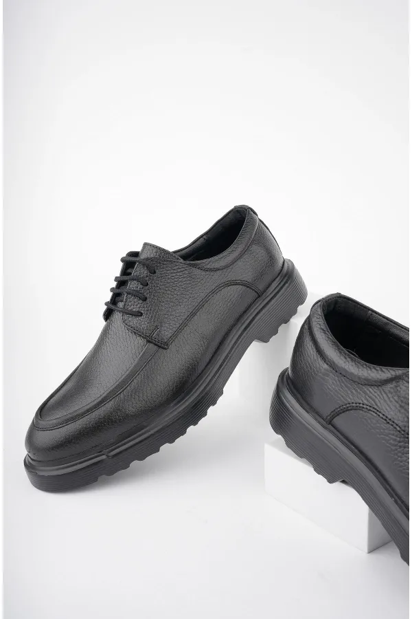 Muggo SAMUEL Chaussures pour hommes classiques et confortables en cuir véritable, style décontracté, avec semelle orthopédique épaisse.