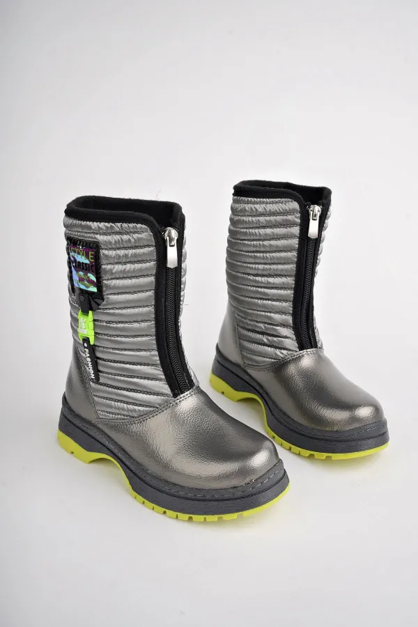 Bottes de pluie et de neige Muggo BLOOM pour enfants, garanties, avec doublure polaire, fermeture éclair sur le devant et semelle crantée.