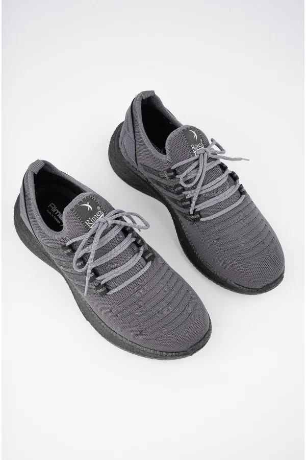 Muggo Montag Garantili Günlük Ortopedik Kaymaz Taban Bağcıklı Çizgili Erkek Sneaker Spor Ayakkabı