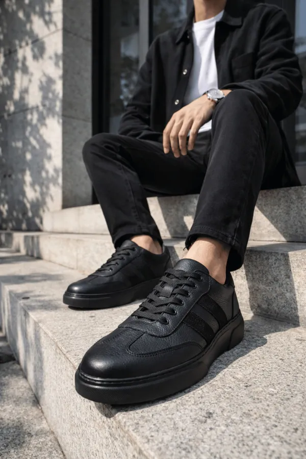 Chaussures de sport décontractées à lacets en cuir véritable Muggo REEDS pour hommes