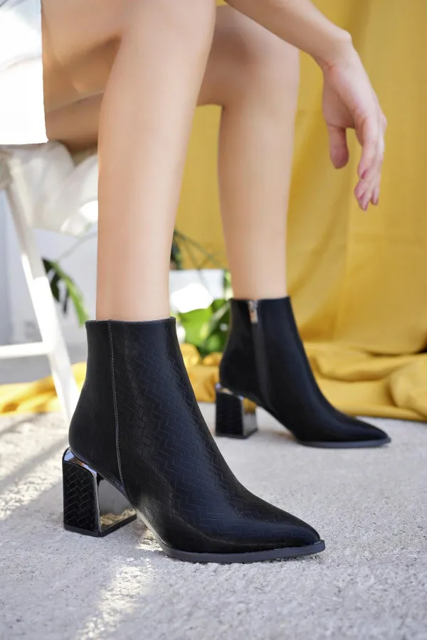 Bottes Muggo KYLIE à bout pointu et talon compensé avec fermeture éclair pour femmes