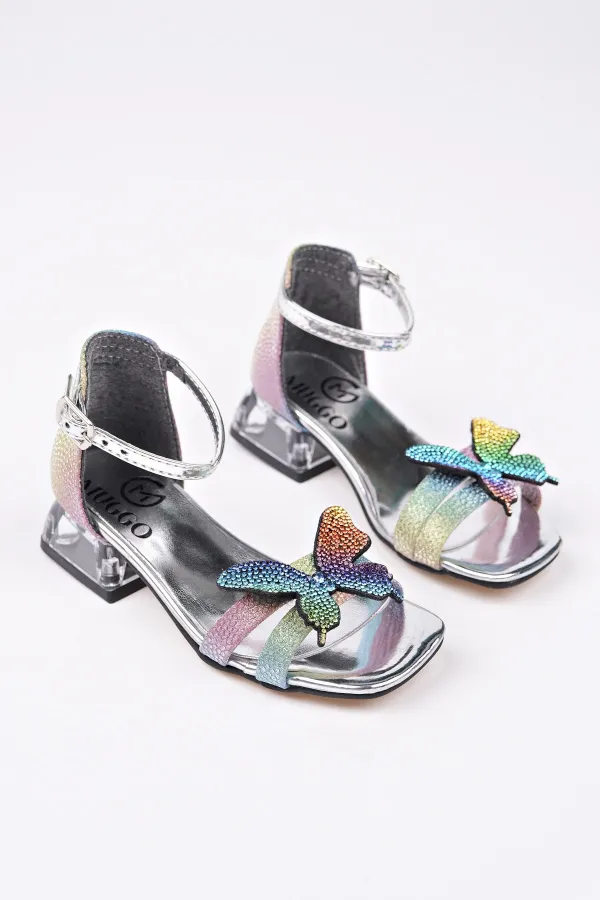 Muggo LOLA Butterfly Detail Ankle Strap Girls' Low Heel Shoes