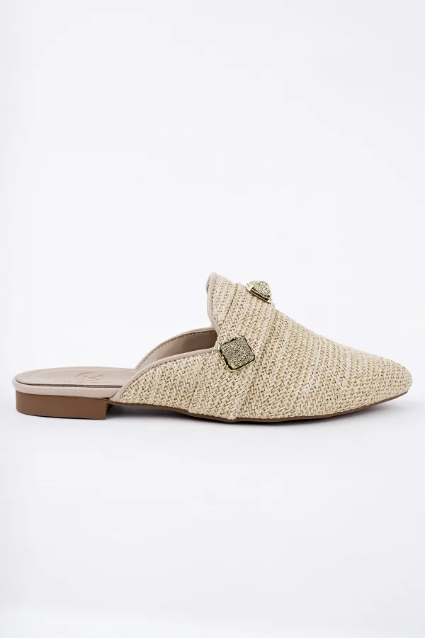 Pantoufles décontractées en paille à bout fermé pour femmes Muggo KENDAL