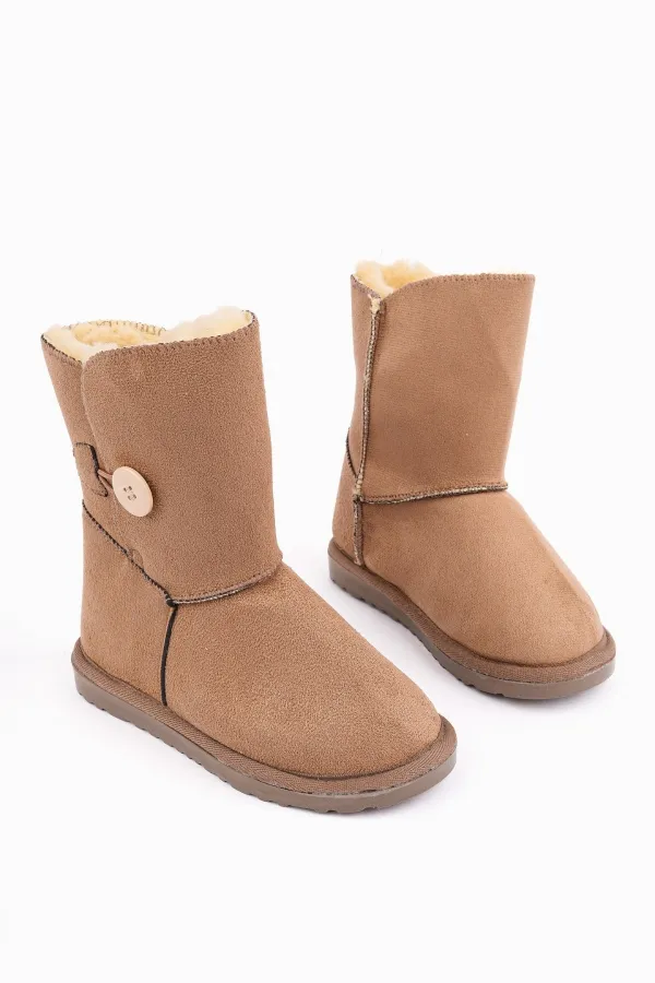 Bottes d'hiver Muggo KIDDY pour enfants, doublées de fourrure et à boutons