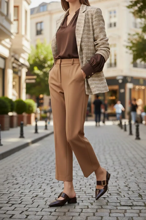 Muggo DESTİNY Gold Tokalı Tek Bant Sivri Burun Kadın Topuklu Terlik