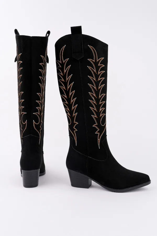 Bottes de cowboy western Muggo TEXAS pour femmes, bout pointu, talon épais brodé 