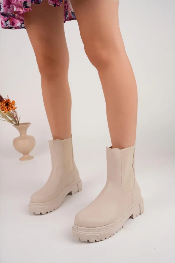 Muggo PAMELA Garantili Kadın Kalın Taban Bot