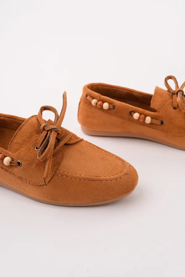 Muggo Multi-Colored Beaded Detail Women's Casual Lace-up Loafer Shoes Muggo Multi-Colored Beaded Detail Women's Casual Lace-up Loafer Shoes