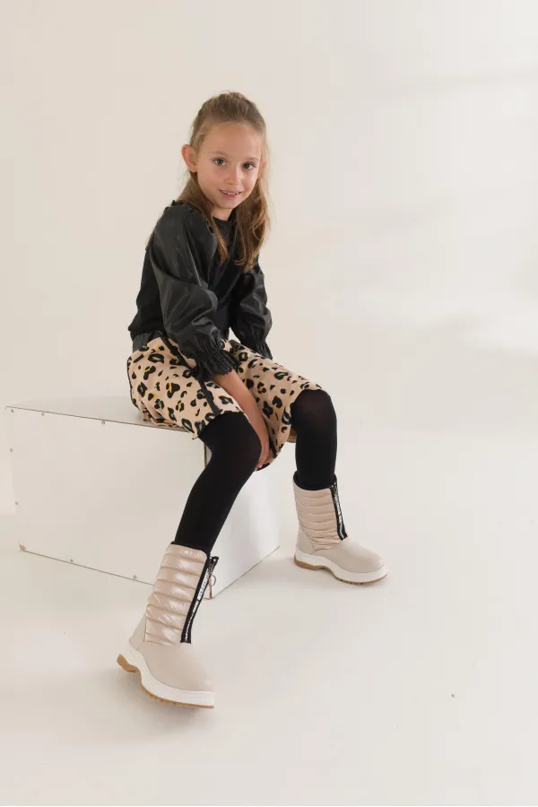 Bottes de pluie et de neige Muggo SUGAR pour enfants, unisexes, confortables et dotées d'une fermeture éclair sur le devant et d'une doublure en fourrure.