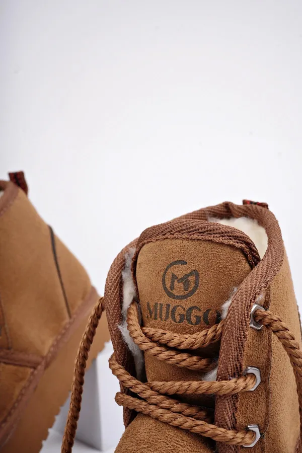 Bottines Muggo PUFFY à semelle épaisse garantie, doublées de fourrure et à lacets, idéales au quotidien pour les enfants