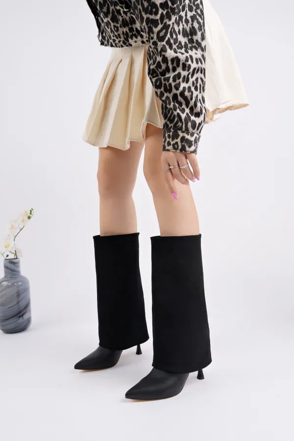 Bottes à talons hauts en daim à bout pointu Muggo CATIE pour femmes