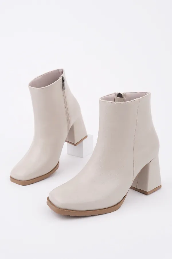 Bottes Muggo DIVINA à bout carré et talon épais avec fermeture éclair pour femmes