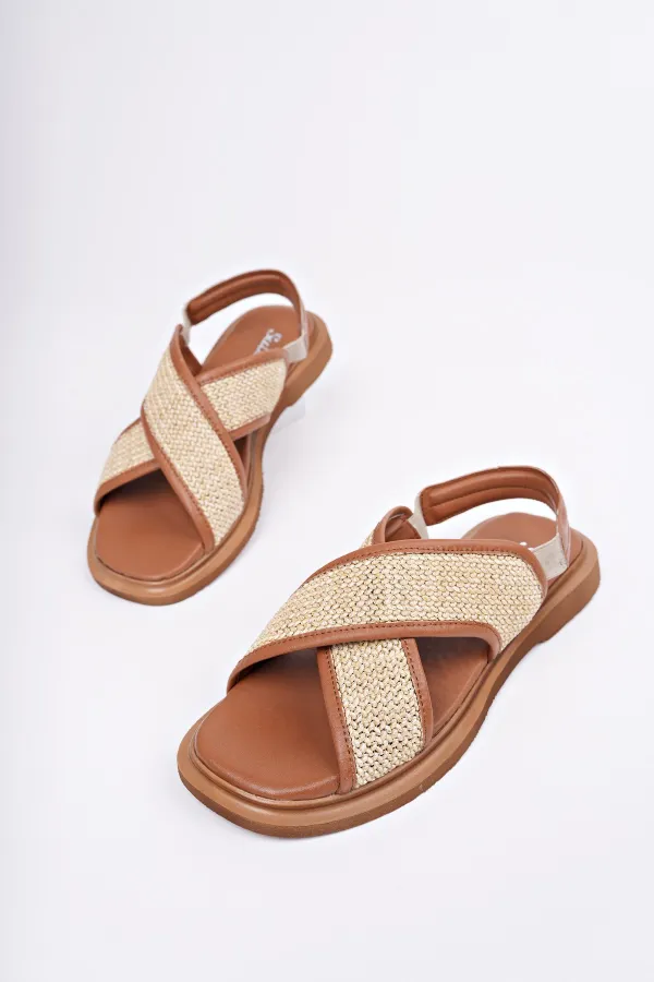 Muggo ELİSHA Lastikli Kadın Günlük Hasır Sandalet