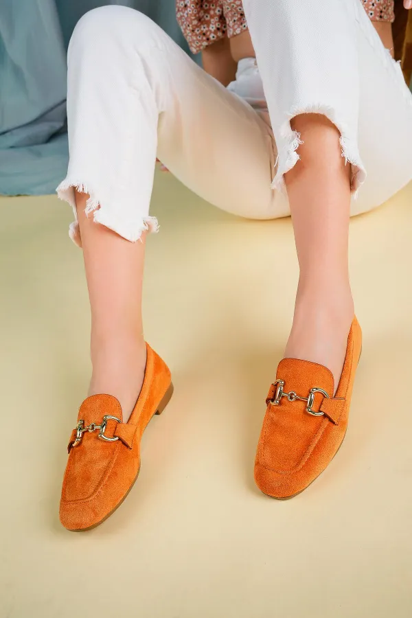 Mocassins décontractés en cuir pour femmes Muggo MONA avec boucle métallique garantie