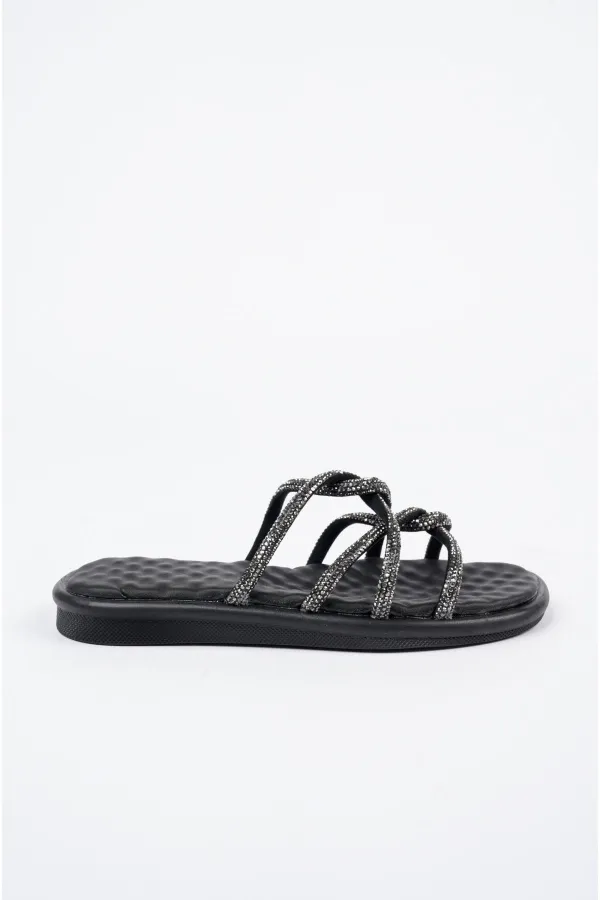 Muggo Bella Kadın Garantili Günlük Ortopedik Taşlı Şık Tarz ve Rahat Terlik