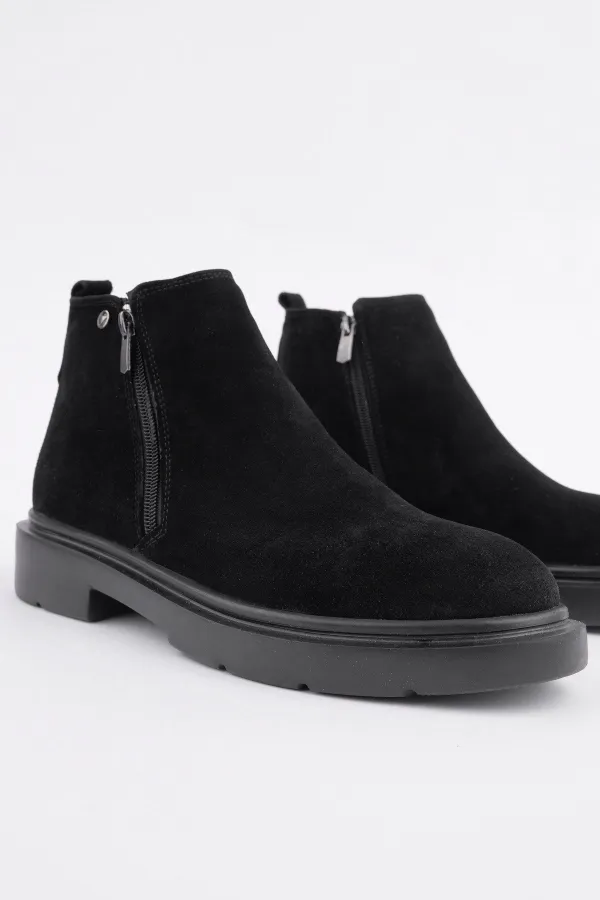 Bottes d'hiver décontractées pour homme Muggo ASTRA en cuir véritable avec double fermeture éclair 