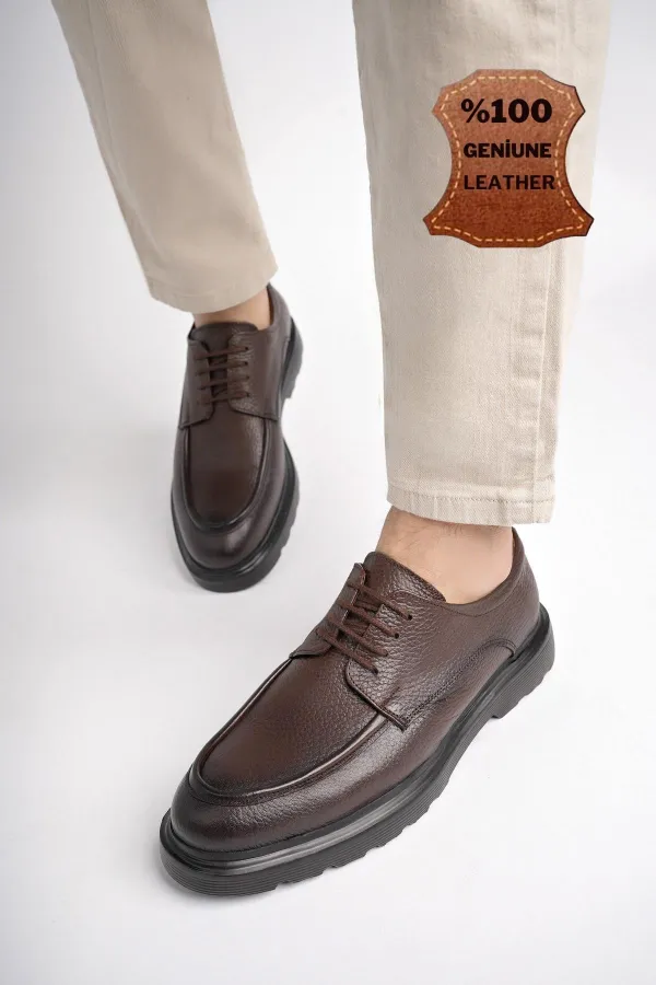 Muggo SAMUEL Chaussures pour hommes classiques et confortables en cuir véritable, style décontracté, avec semelle orthopédique épaisse.