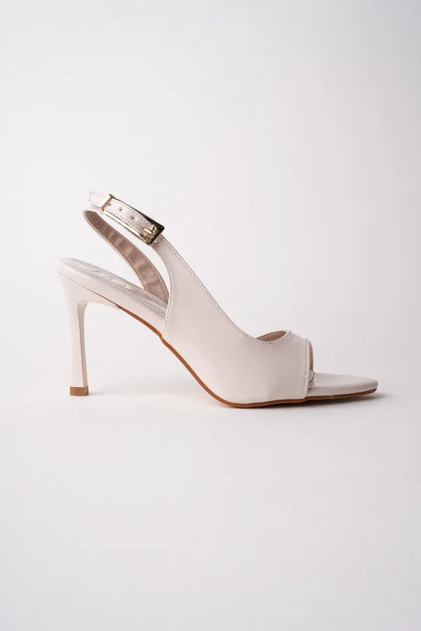 Muggo PURELINE Patent Leather Pointed Toe Thin Heel Open Back Women's High Heels