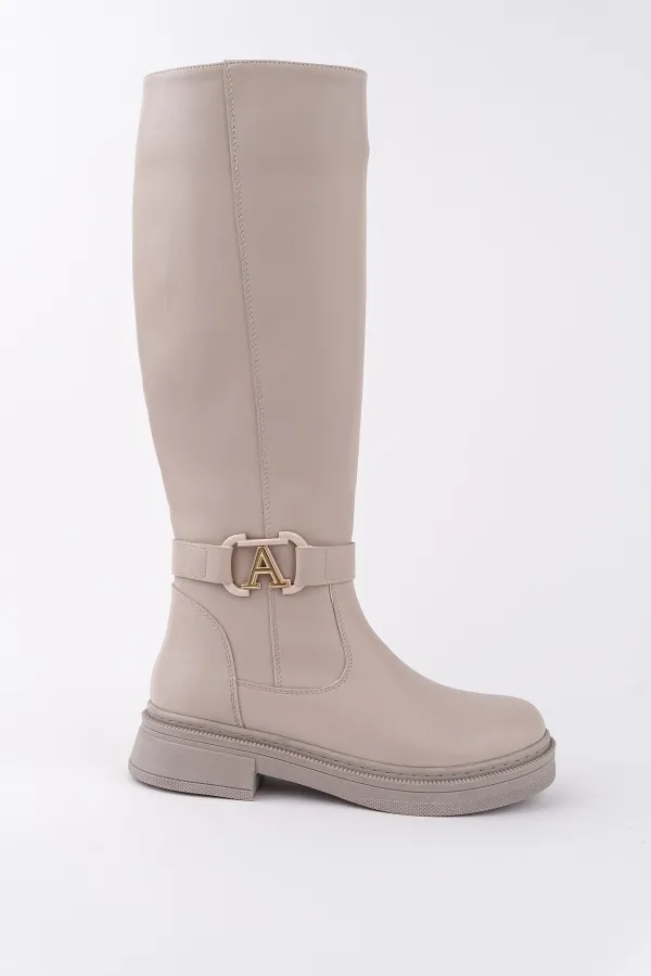 Muggo AVENTRA Kemer ve Toka Detaylı Fermuarlı Kadın Çizme