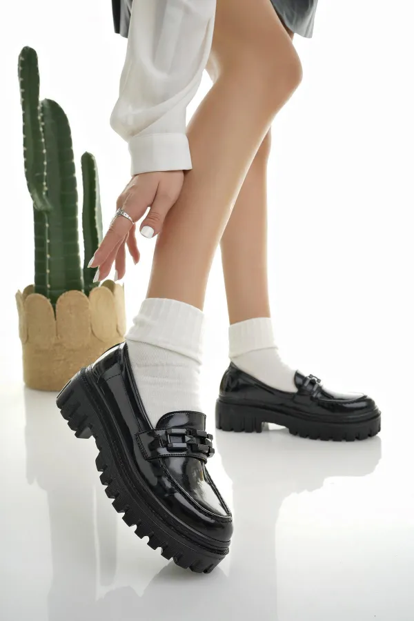 Mocassins Muggo SAMANTHA pour femmes, semelle épaisse, boucle, chaussures décontractées pour tous les jours