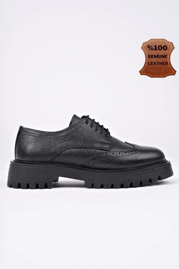 Mocassins décontractés pour femmes Muggo AMOUR, en cuir véritable à lacets et semelle épaisse