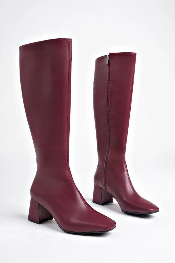 Bottes à talons pour femmes Muggo KAROLINE, bout carré garanti, fermeture éclair latérale