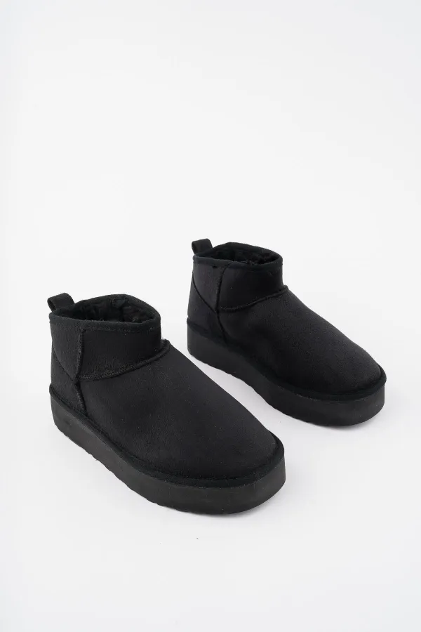 Bottines courtes décontractées Muggo HUG Guaranteed pour femmes, à semelle épaisse et doublure en fourrure.