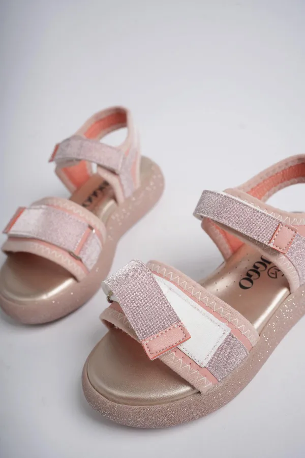 Sandales pour filles Muggo CRUZ, garanties pour tous les jours, à semelle orthopédique légère, pailletées et à scratch