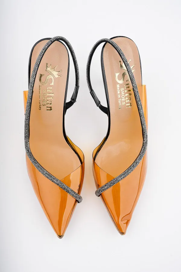 Muggo Sidney Women's Princess Embellished Transparent High-Heeled Dress Shoes