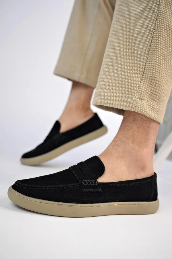 Muggo DENZEL Chaussures pour hommes classiques, confortables et orthopédiques, sans lacets, en cuir véritable, garanties pour tous les jours