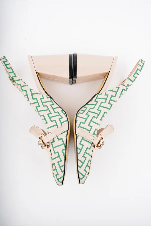 Muggo NİCHOLE Garantili Arkası Açık Kalın Topuklu Tokalı Kadın Ayakkabı