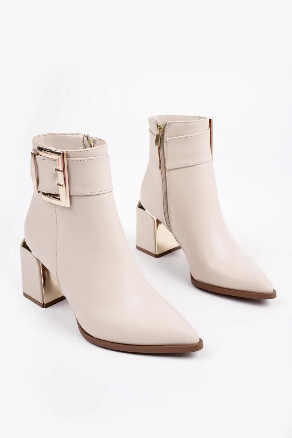 Bottes Muggo CHILY pour femmes, garanties, avec talon épais et détails de ceinture et boucle.
