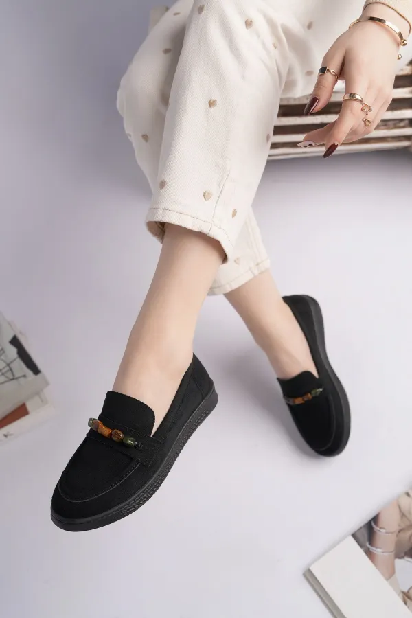 Mocassins décontractés en daim à détails perlés pour femmes Muggo AUREVA