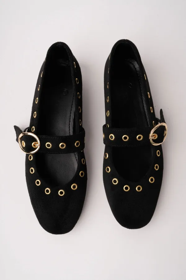 Ballerines en cuir cloutées à boucle dorée Muggo ZENA pour femmes