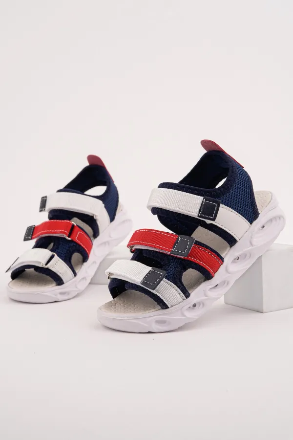 Sandales lumineuses à scratch Muggo NAVI pour garçons
