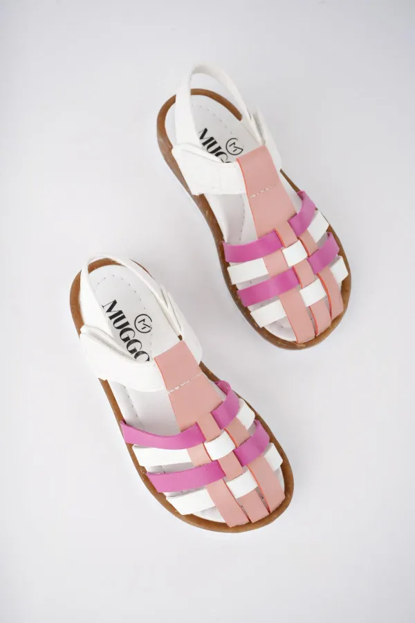 Muggo Rapunzel Garantili Günlük Ortopedik Hafif Taban Cırtlı Kız Çocuk Sandalet