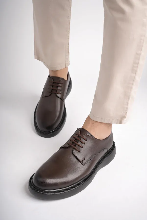 Muggo SMITH Chaussures pour hommes classiques et confortables en cuir véritable, style décontracté, avec semelle orthopédique épaisse.