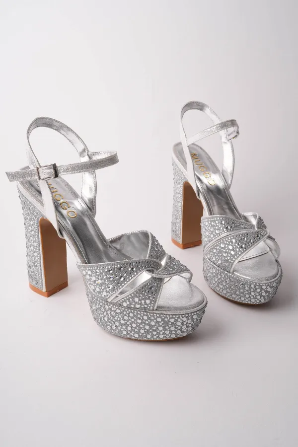 Chaussures de mariée Muggo BRIDE à plateforme et strass