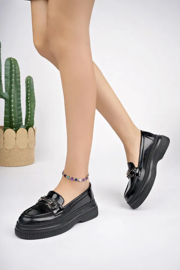 Muggo PEGULA Garantili Kadın Loafer Kalın Taban Günlük Casual Rahat Ayakkabı