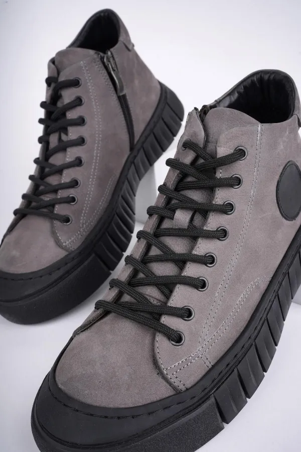 Muggo KAPOOR Guaranteed Lace-up Zipper Genuine Leather Non-Slip Sole Men's Casual Boot