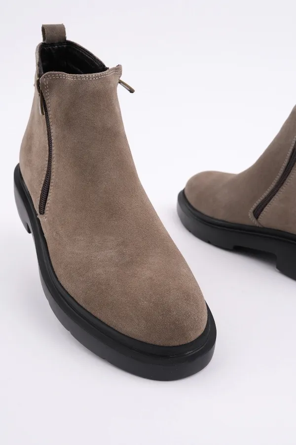 Bottes d'hiver décontractées pour homme Muggo ASTRA en cuir véritable avec double fermeture éclair 