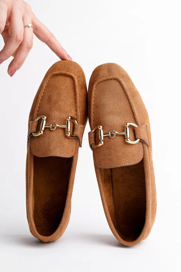 Mocassins décontractés en cuir pour femmes Muggo MONA avec boucle métallique garantie