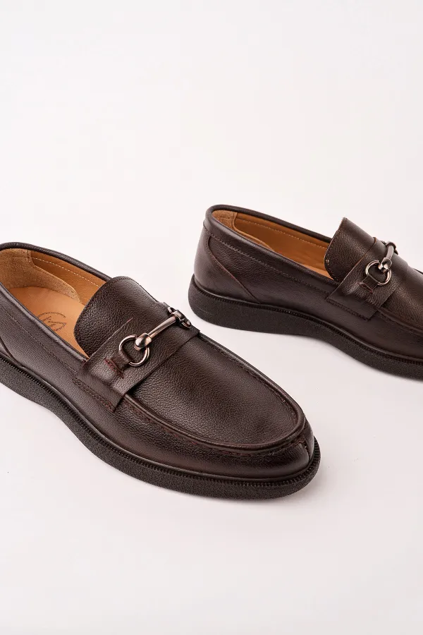 Chaussures décontractées pour hommes Muggo ALFRED en cuir véritable avec boucle en métal et semelle confortable