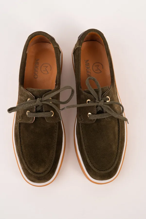 Muggo CRAFT Genuine Suede Leather Lace-up Men's Casual Loafer Shoes