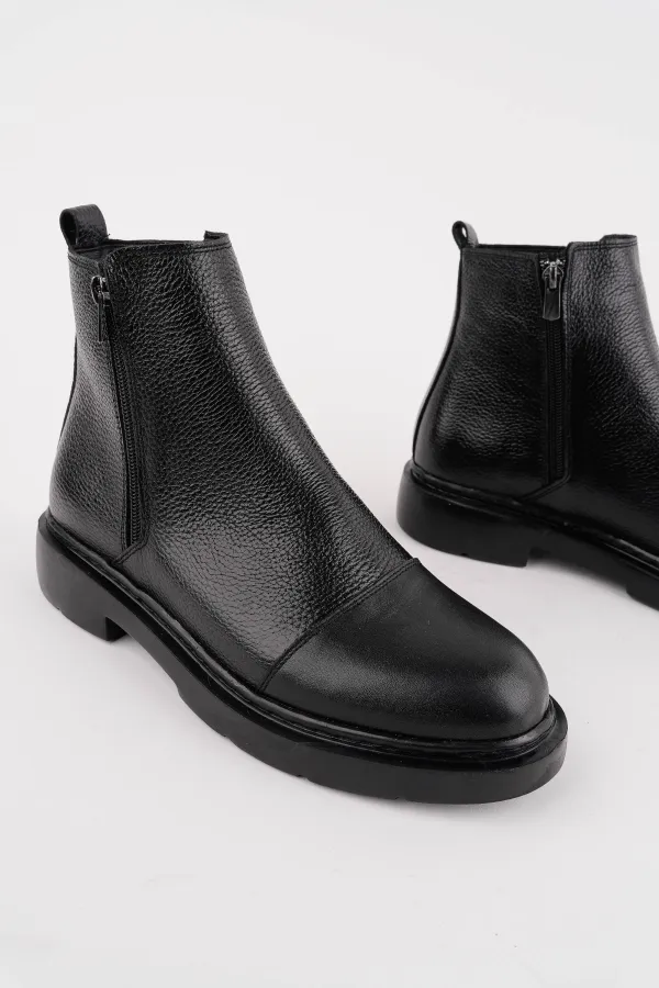 Muggo DRAKO Genuine Leather Double Zipper Men's Winter Chelsea Boots