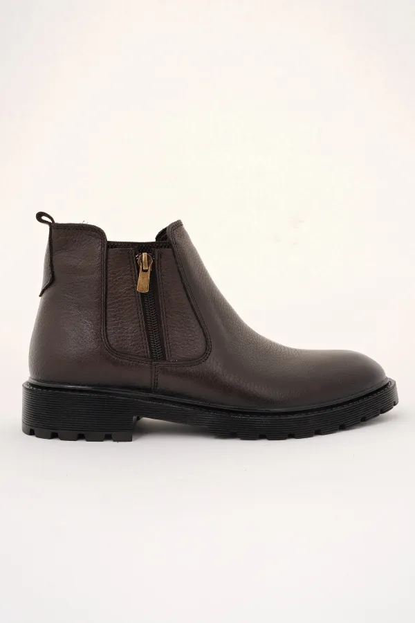 Bottes d'hiver pour hommes Muggo LUXOR en cuir véritable avec fermeture éclair