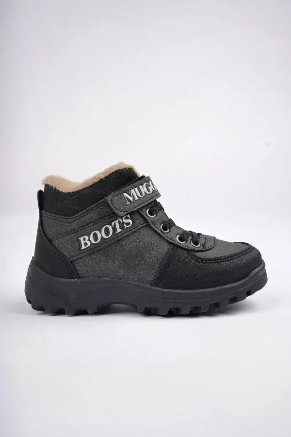 Bottes pour enfants Muggo TRUDY, garanties résistantes au froid, doublées de fourrure, avec fermeture Velcro et lacets