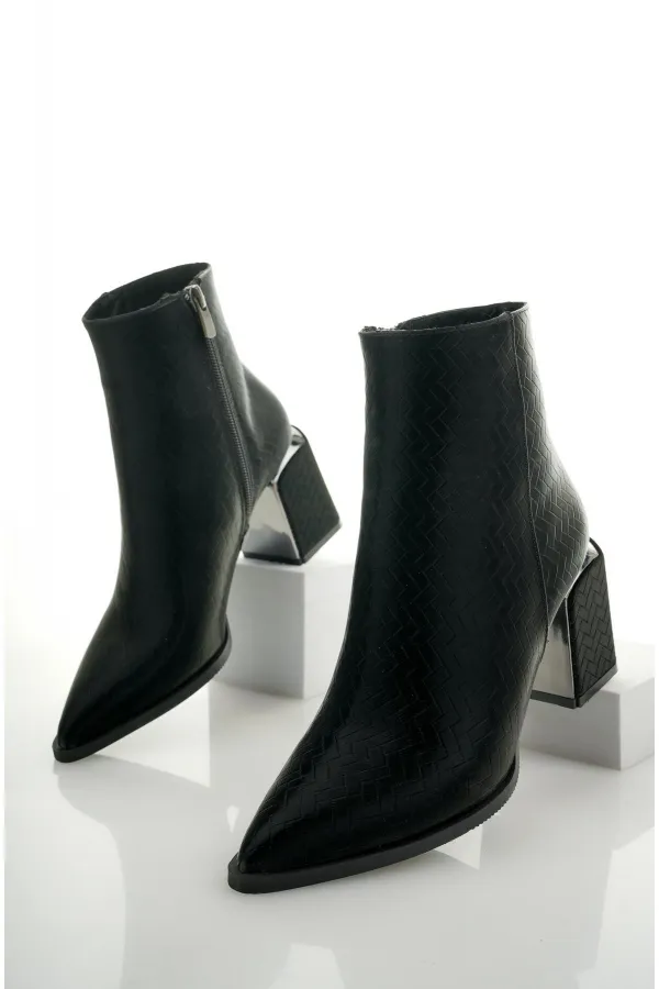 Bottes Muggo KYLIE à bout pointu et talon compensé avec fermeture éclair pour femmes