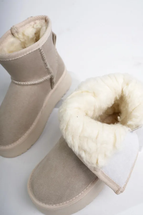 Muggo MİXS Garantili Kalın Taban İçi Tüylü Cırtlı Günlük Mini Çocuk Bot