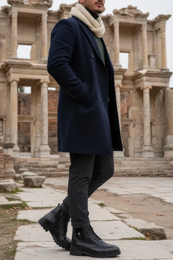 Bottes Muggo RAFA pour hommes, doublées de fourrure, à fermeture éclair et à lacets 